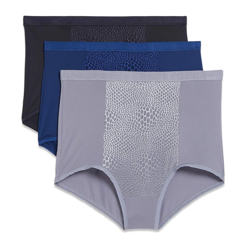 Warner's womens Blissful Benefits Tummy-smoothing Comfort Microfiber Brief 3-pack Rs4433w Underwear, Smoked Pearl/Navy Ink/Black, Medium US - Image 1